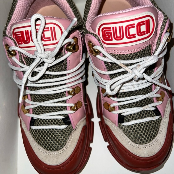 GUCCI X SEGA Calfskin Flashtrek Military Oatmeal Carmine Rose Ardesia USED! - Picture 3 of 13